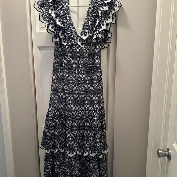NWT VINEYARD VINES KENTUCKY DERBY EYELET MAXI DRESS SIZE 8 DEEP BAY NAVY WHITE - Picture 8 of 15